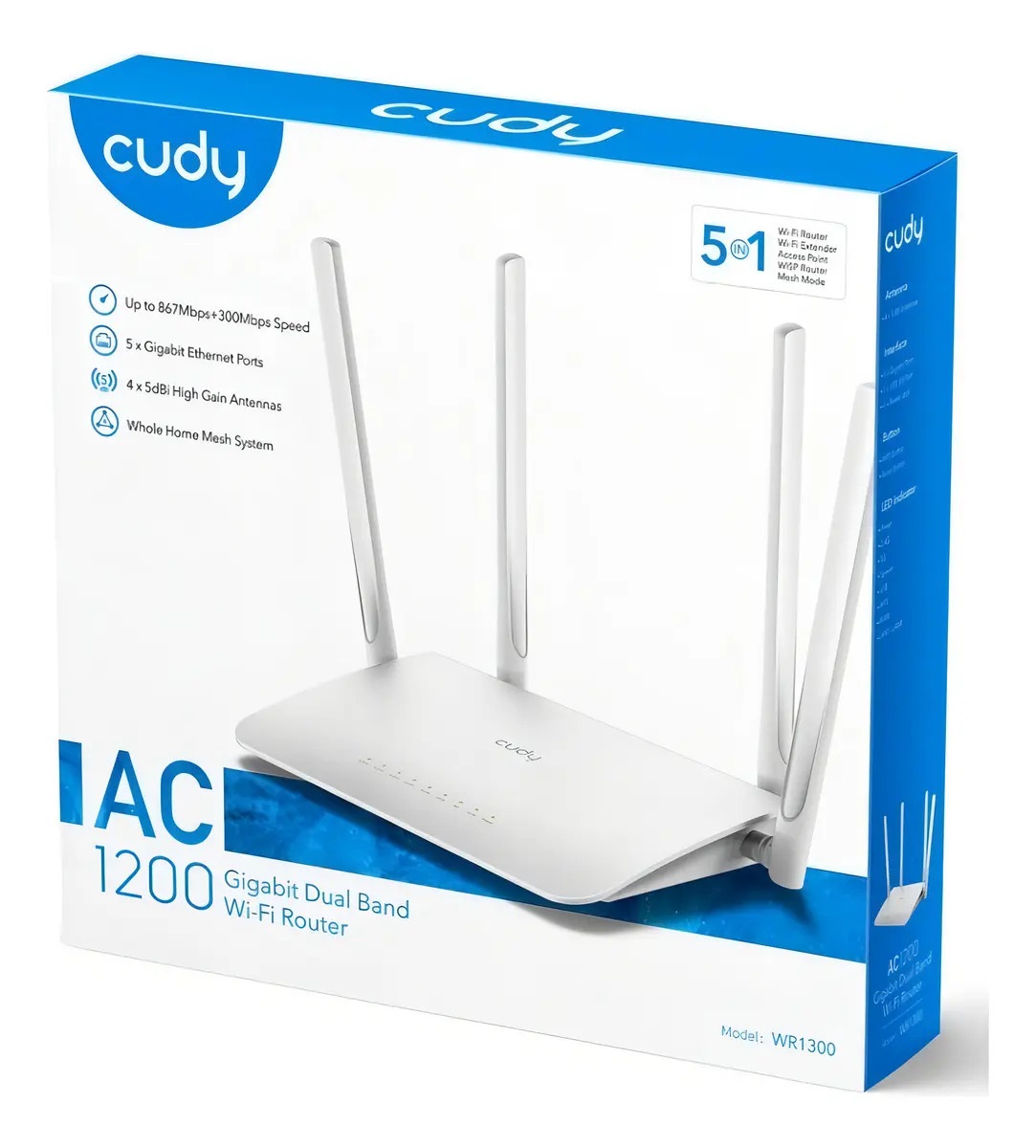 CUDY ROUTER WR1300 AC1200 4 ANTENAS  