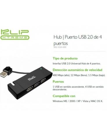 USB HUB KLIP 4 PUERTOS