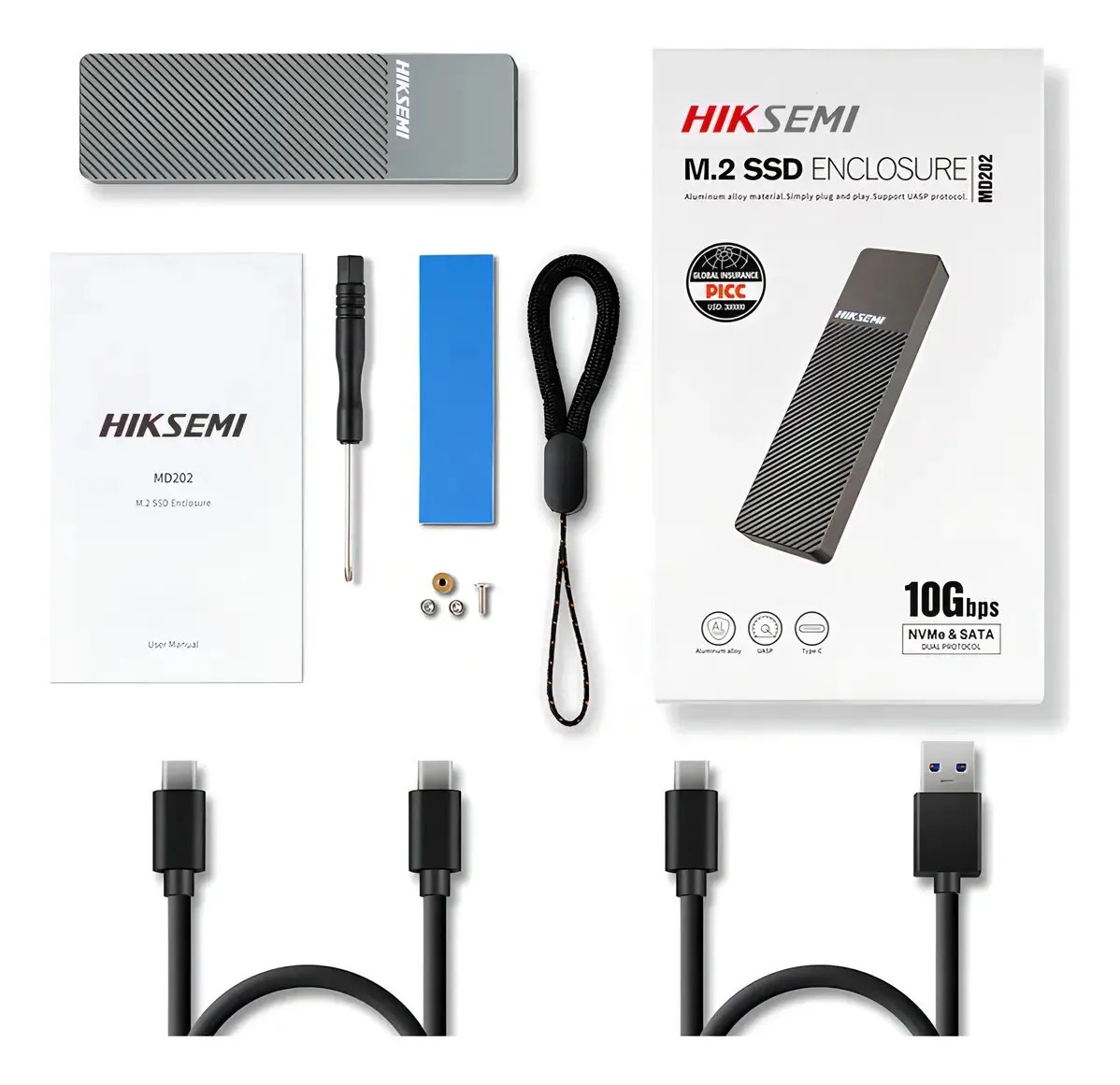 CARRY DISK HIKSEMI ALUMINIO USB-C 3.2 P/ SSD M2 