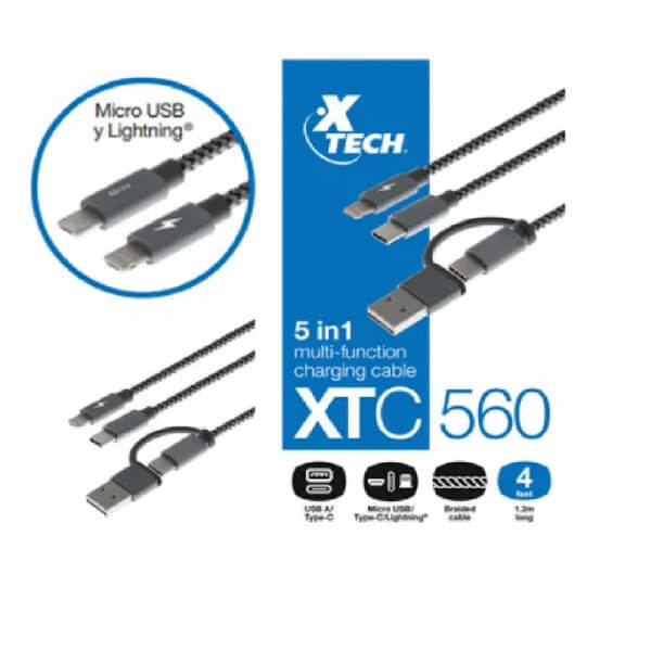 CABLE USB XTECH USB 5 EN 1 USB tipo-A o USB Tipo-C