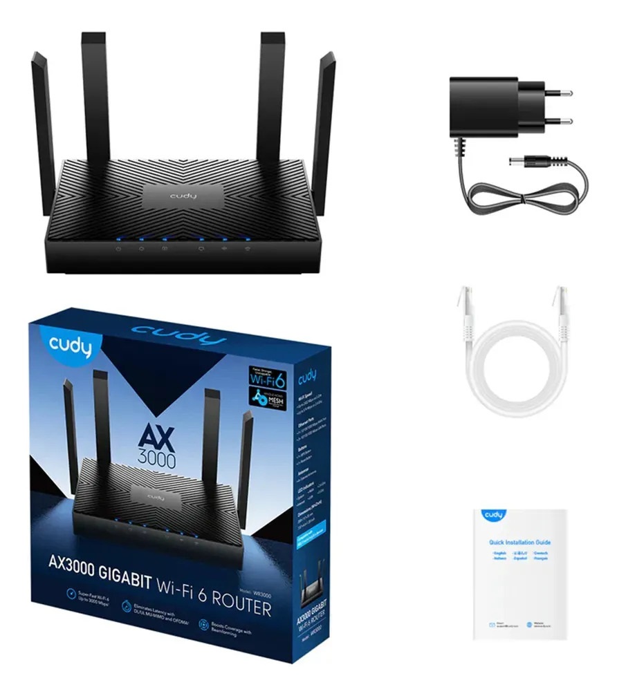 CUDY ROUTER WR3000  AX3000 4 ANTENAS WIFI 6 