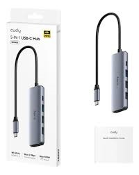 HUB CUDY USB-C 5 EN 1  USBA HDMI USBC 100W 