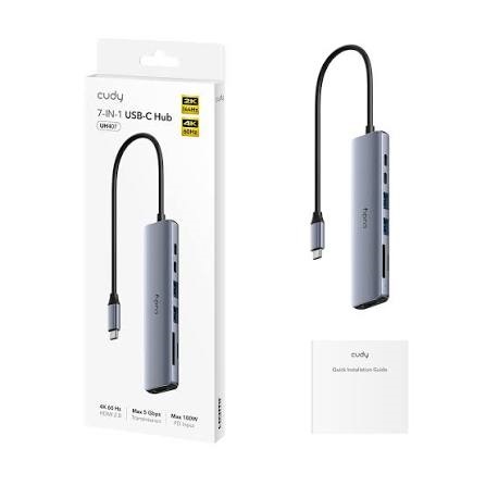 HUB CUDY USB-C 7 EN 1  USBA HDMI USBC 100W 