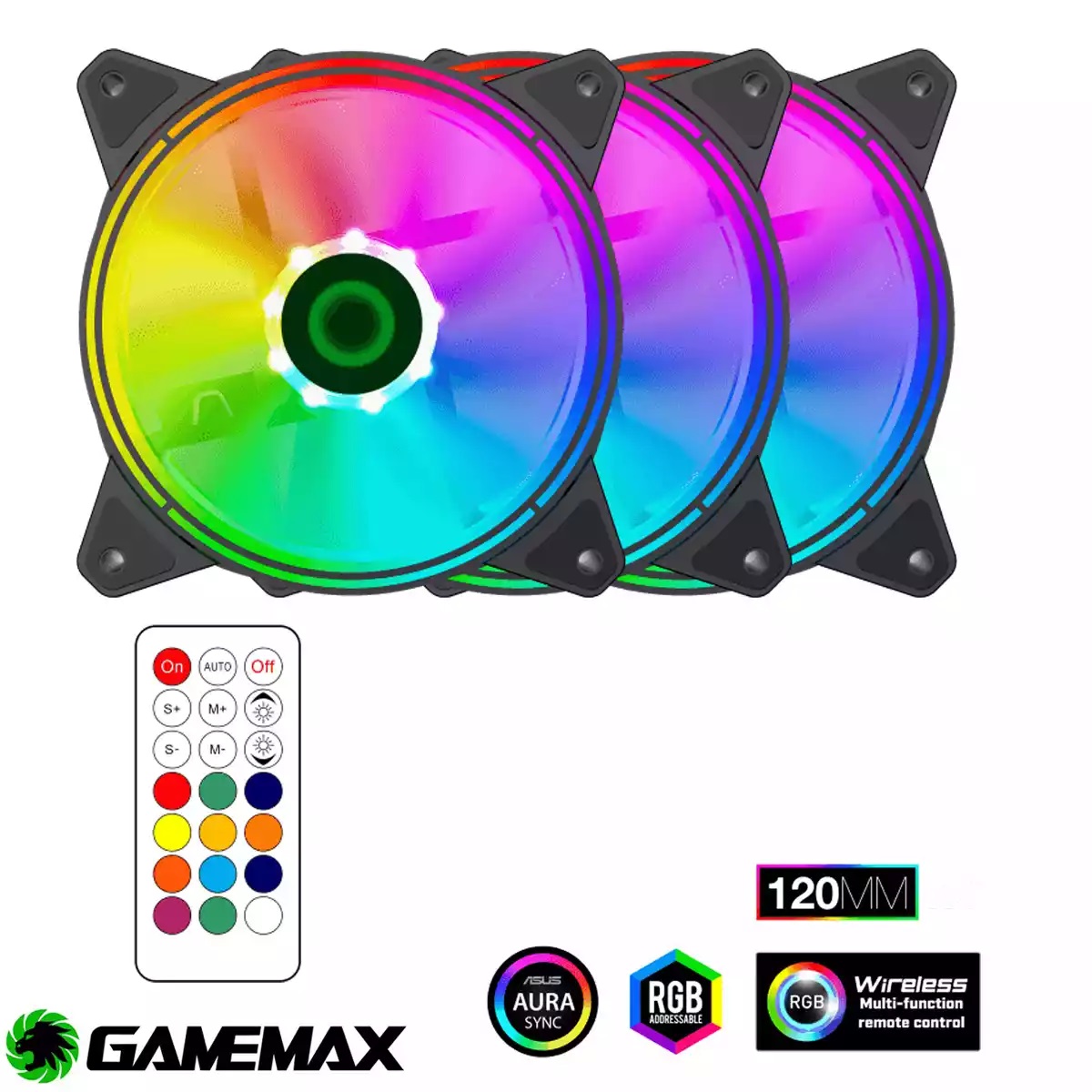COOLER GAMEMAX RQ300 KIT X3 ARGB C/CONTROL REMOTO