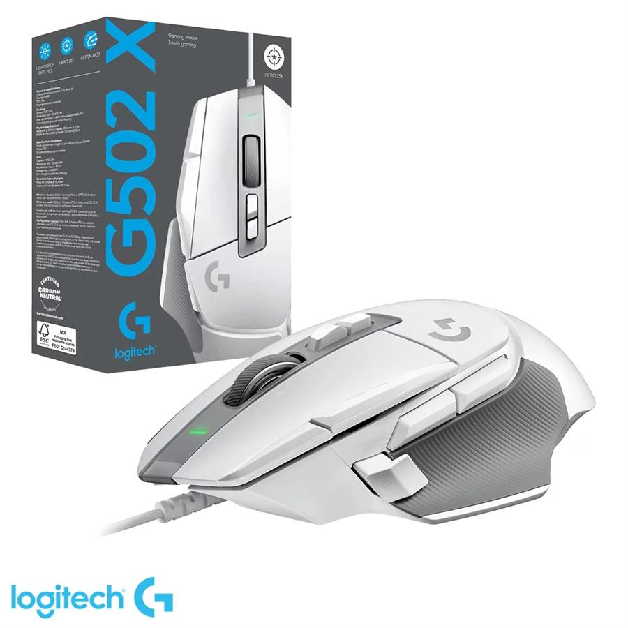 MOUSE LOGITECH G502 X BLANCO HERO RGB USB