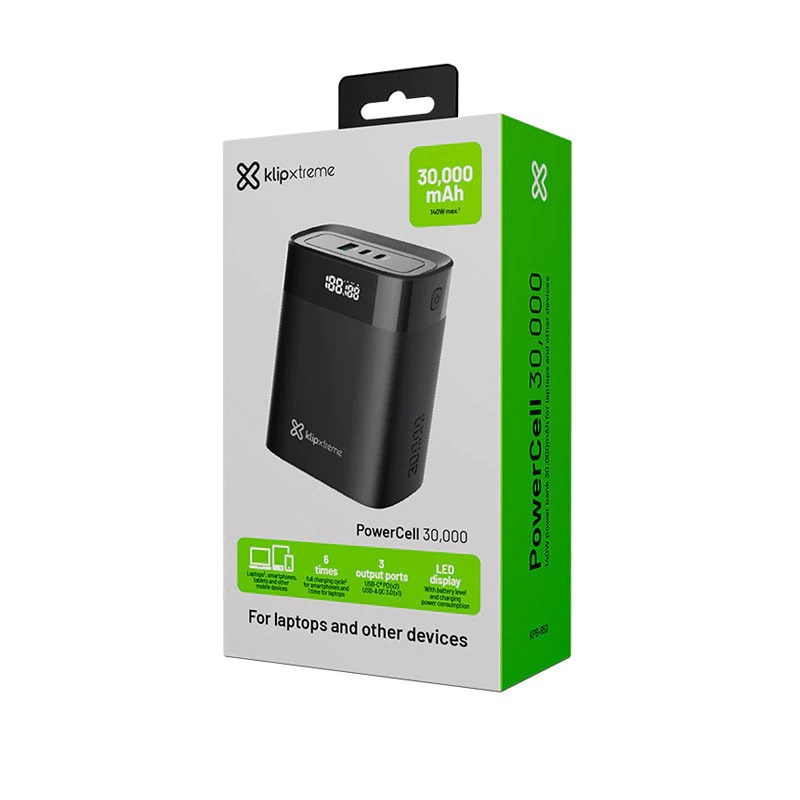 CARGADOR KLIP XTREME 30000 MHA 2x USB-C + 1 USB-A